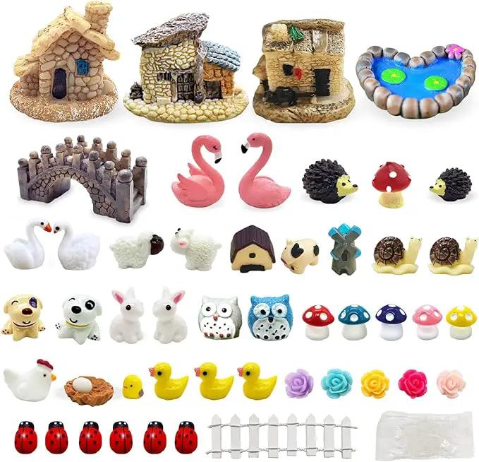 Dracarys Selected 50 Pieces Fairy Garden Accessories, Animals, Miniature Figurines, Micro Landscape Ornaments Kit, DIY , Environmental Resin by GreenHaven Gardens