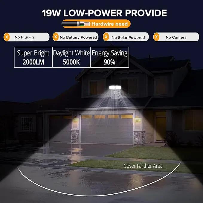 UME 2 Pack 19W LED Flood Light Motion Sensor Outdoor, 2 Adjustable Head, 2000LM, 5000K, IP65 Waterproof, Dusk to Dawn Security Light with Photocell for Exterior,Outside,Garage,House(White) by GreenHaven Gardens