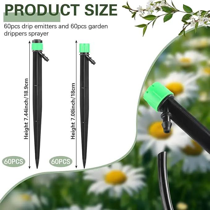 120 Pcs Drip Irrigation Emitters for 1/4'' Drip Irrigation Tubing 60 Irrigation Emitters Sprayer 60 Adjustable 360 Degree Water Flow Drippers for Patio Lawn Garden Watering by GreenHaven Gardens