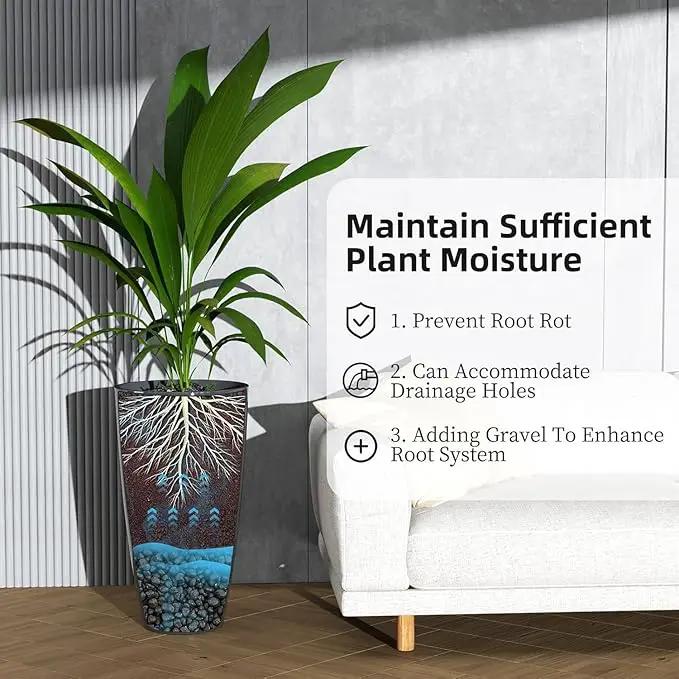 QCQHDU 21 inch Tall Planters for Indoor & Outdoor Plants, 2 Pack Sturdy Plant-Flower-Tree Pots for Front Porch Patio Deck Living Room Decor by GreenHaven Gardens