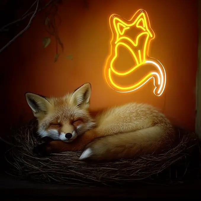 Fox Neon Signs, Fox LED Light for Wall Decor, Dimmable Neon Fox Sign Animal Sign for Fox Lovers Bedroom Living Room Bar Club Art Decor Gifts(14.2 x 9.4 inches) by GreenHaven Gardens