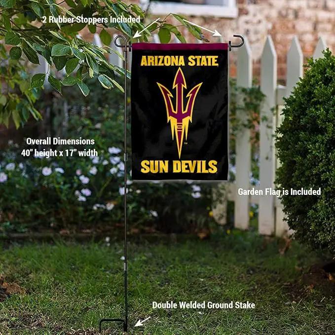 College Flags & Banners Co. Arizona State Sun Devils Black Garden Flag with Pole Stand Holder by GreenHaven Gardens