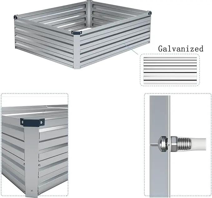 2 Pcs 4×3×1FT Galvanized Raised Garden Bed，Metal Planting Box for Outdoor Vegetable, Herb,Planter Gardening (Silver) by GreenHaven Gardens