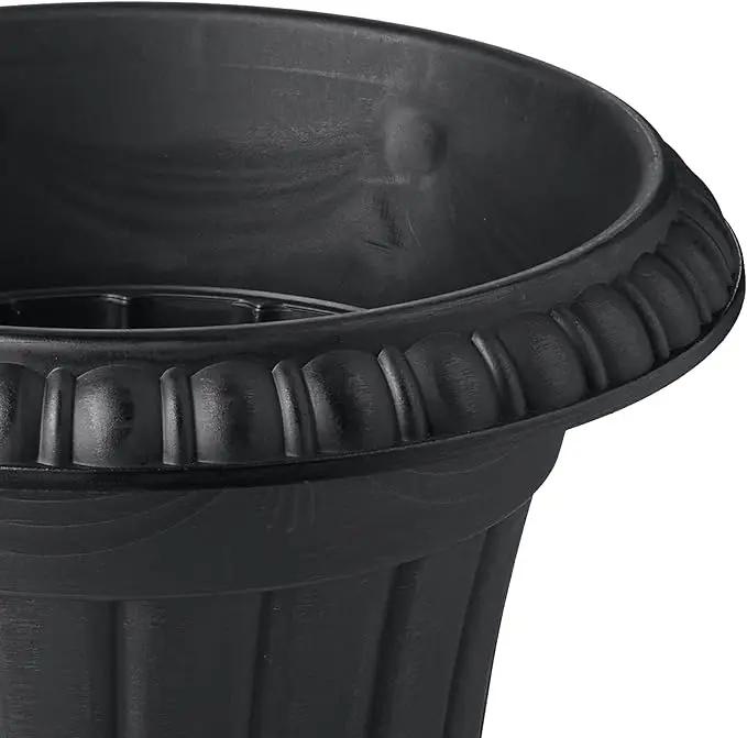 PL00BK Classic Traditional Plastic Urn Planter, Black by GreenHaven Gardens
