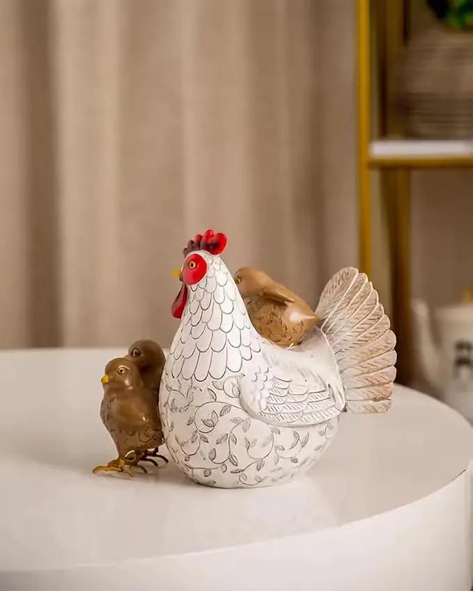 Elenon Funny Garden Chicken Outdoor Statue Decorative, Adorable Flower Bed Decor Rooster Statue, Yard Patio Art Decor Sculptures Table Ornament by GreenHaven Gardens