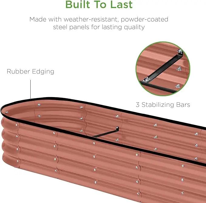 Best Choice Products 8x2x1ft Outdoor Metal Raised Garden Bed, Oval Deep Root Planter Box for Vegetables, Flowers, Herbs, and Succulents w/ 108 Gallon Capacity - Terracotta by GreenHaven Gardens