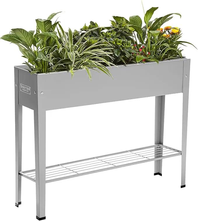 Raised Garden Bed, Garden Raised Planter Box with Legs, Galvanized Garden Planter for Herbs and Vegetables (40" Grey) by GreenHaven Gardens