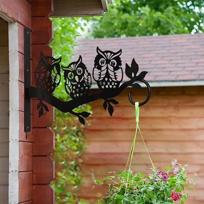 Plant Hangers Outdoor, Metal Hanging Plant Bracket, Plant Hooks for Hanging Baskets, Bird Feeders, Wind Chimes Indoor, Lantern, Flower Pot, Wall Mount Plant Holder with Screws (Owl) by GreenHaven Gardens