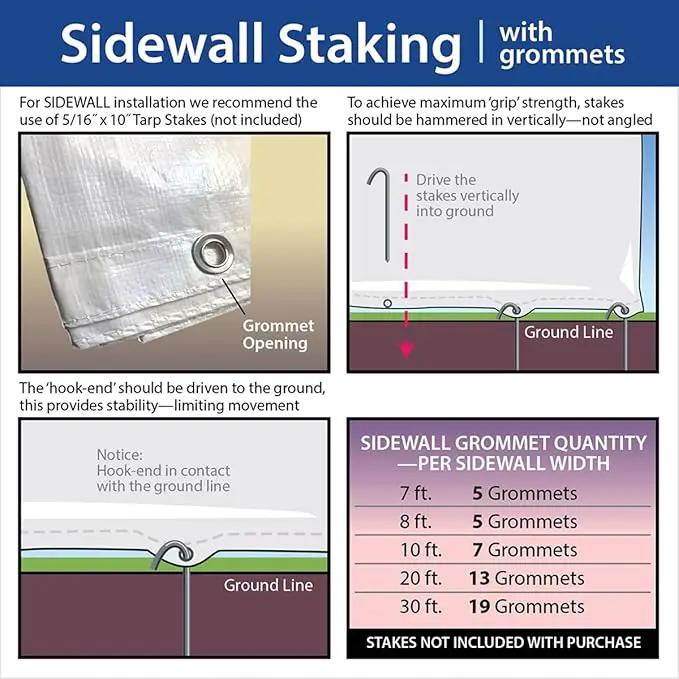 30' x 40' Economy Sidewall Kit for Canopy Tent, Complete Set of (4) White 20' and (2) 30' Side Walls for 7' Foot Height Party Frame and Outdoor Pole Tents, Tent Not Included by GreenHaven Gardens