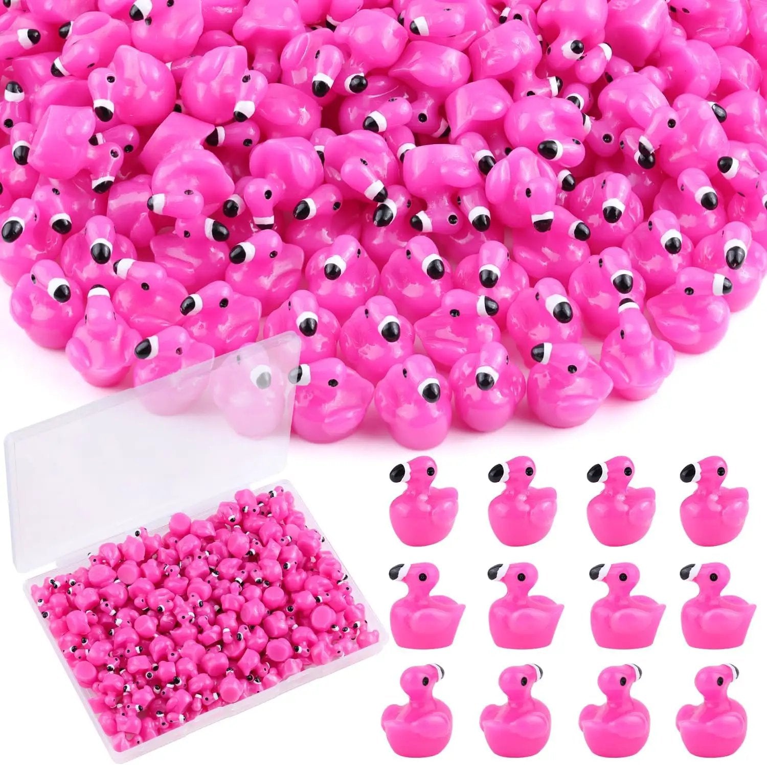 150PCS Mini Resin Animals Cute Rose Pink Tiny Flamingo Ducks, Miniature Figures to Hide, Small Animal Toys Accessories Bulk for Topper Garden Dollhouse Landscape Aquarium Ornaments DIY Crafts & Decor by GreenHaven Gardens