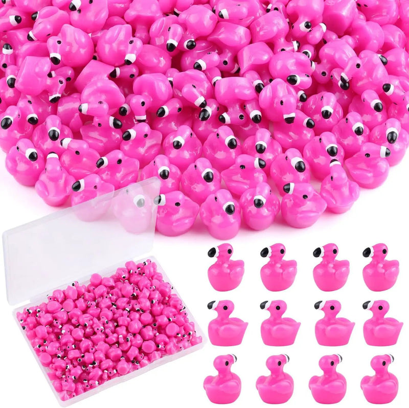 110PCS Mini Resin Animals Cute Rose Pink Tiny Flamingo Ducks, Miniature Figures to Hide, Small Animal Toys Accessories Bulk for Topper Garden Dollhouse Landscape Aquarium Ornaments DIY Crafts & Decor by GreenHaven Gardens