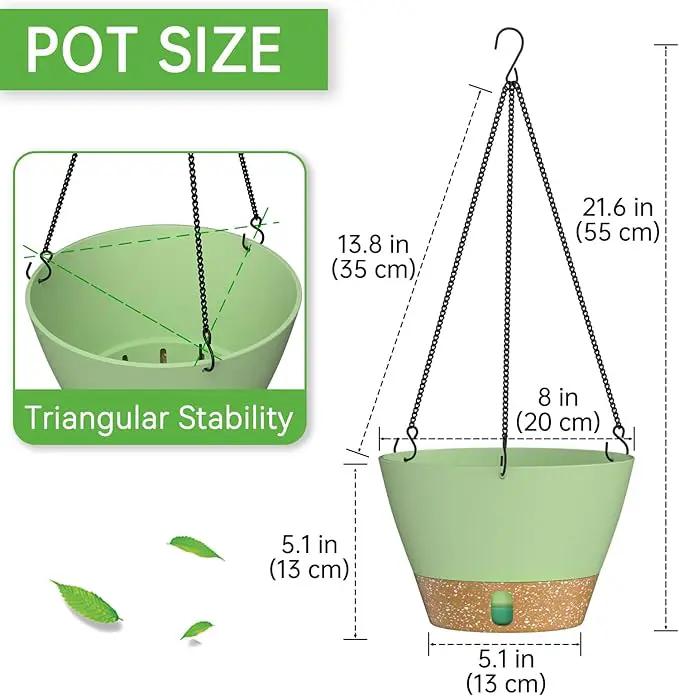 ZMTECH Hanging Planters for Indoor Plants Set of 2 Self Watering Hanging Pots Hanging Baskets Hanging Flower Pots for Outdoor Hanging Plants(8 Inch, Green) by GreenHaven Gardens