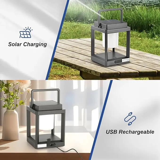 Solar Lantern Outdoor Table Lamp: Portable Waterproof LED Light - Hanging Rechargeable Lights for Patio Camping by GreenHaven Gardens