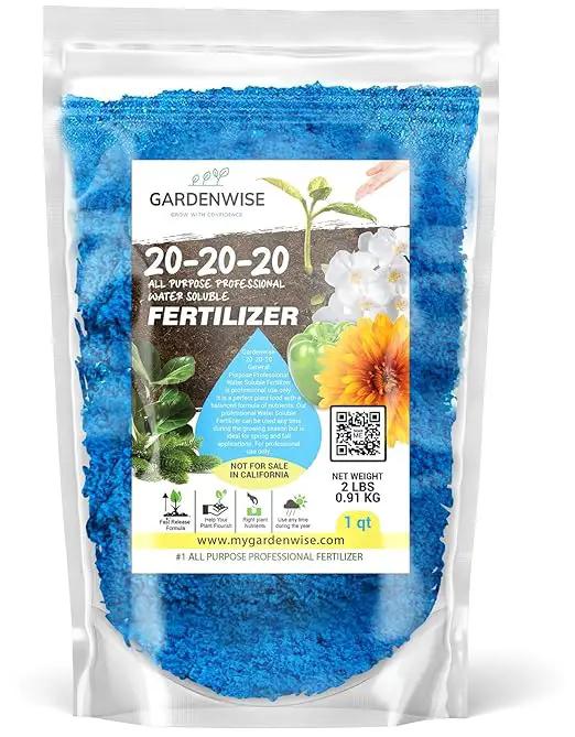 20-20-20 Water-Soluble Fertilizer – Powder for Liquid Plant Food for Indoor & Outdoor Plants, Orchids, Vegetables, Lawns, Flowers – 20 20 20 Fertilizer 1 Quart (2 lbs) by GreenHaven Gardens
