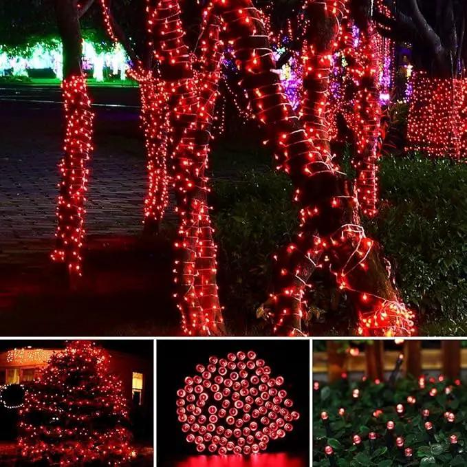 Toodour Solar Christmas Lights - 2 Packs Total 144ft 400 LED 8 Modes Waterproof Outdoor String Lights for Garden, Patio, Fence, Balcony, Christmas Tree Decor - Red by GreenHaven Gardens