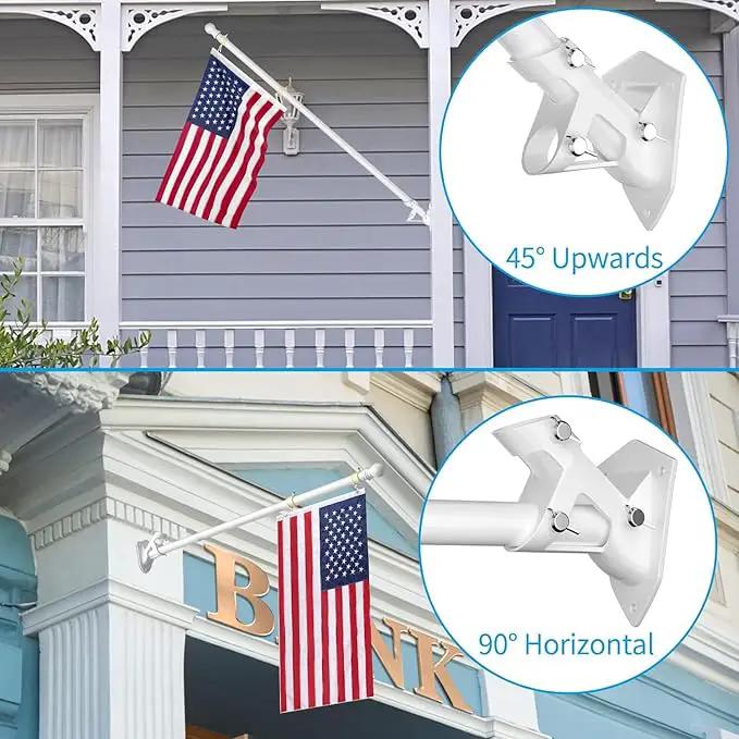 ZMTECH Flag Pole with Solar Light - Adjustable Bracket, 6 FT Stainless Steel Flag Poles for Outside House, Garden or Yard, Tangle Free Flagpole Kit for American Flag (Without Flag, White) by GreenHaven Gardens