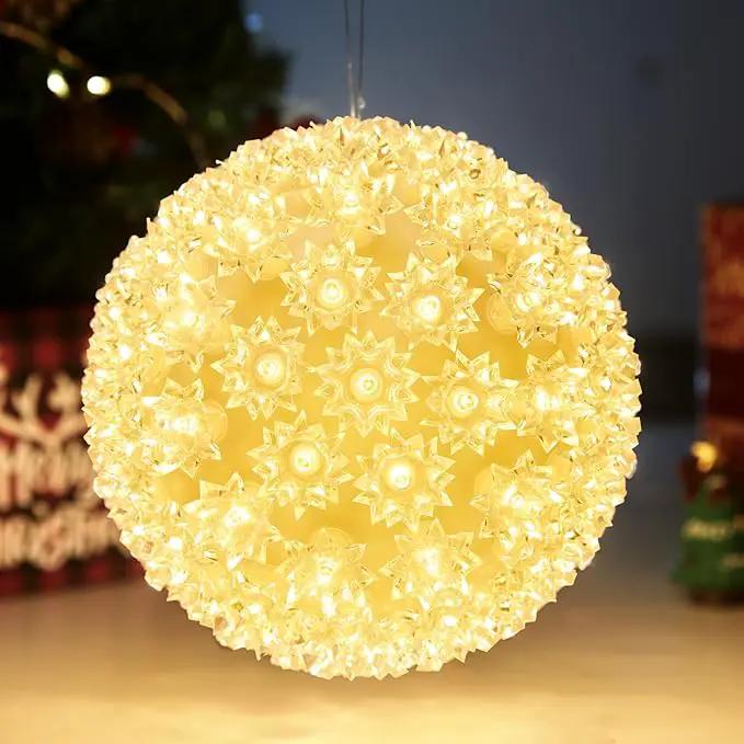 Christmas Hanging Starlight Sphere Light, 7.5” 100 Replaceable LED Bulbs with Add-On Plug, LED Sphere Lights for Trees Party Wedding Patio Indoor Outdoor Decorations, Warm White by GreenHaven Gardens