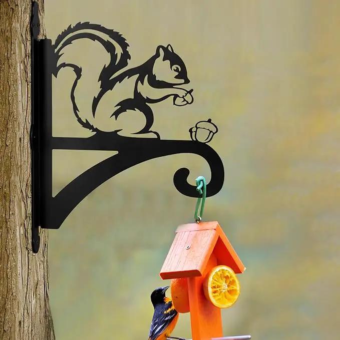 ATKKE Hanging Plant Bracket Hangers Indoor Iron Wall Mount,11” Squirrel Silhouette Ornamental Iron Hangers Hookers for Flower Pot Lantern Bird Feeder Wind Chimes by GreenHaven Gardens