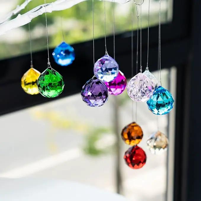 15pcs Crystal Ball Prism 30mm Handmade Feng Shui Faceted Decor Rainbow Maker(Multi-Color) by GreenHaven Gardens
