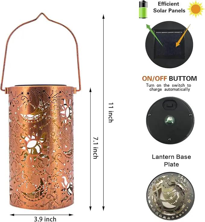 Solar Lanterns Outdoor Hanging Lantern Lights,Sun Moon Metal Decor Lanterns-Waterproof LED Decorative Light for Garden Patio Yard Lawn Backyard Front Porch as Gifts for Mom Grandma Women by GreenHaven Gardens