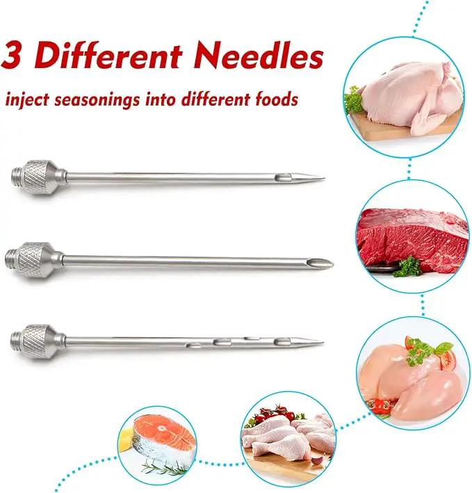 TGE-V 1-oz Plastic BBQ Marinade Injector Kit, Turkey Injector Syringe (3 Stainless Steel Meat Needles + 3 Replacement O Rings + 1 Cleaning Brush) for Smoked BBQ Grill by GreenHaven Gardens