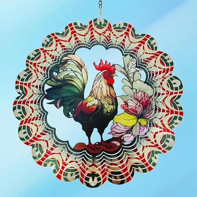 Rooster Metal Wind Spinners - Gifts for Women Mom Grandma Wife, 12 inch 3D Indoor Outdoor Garden Decoration Crafts Cock Wind Spinner, Unique Outdoor Ornament-Suitable As a Creative Gift by GreenHaven Gardens