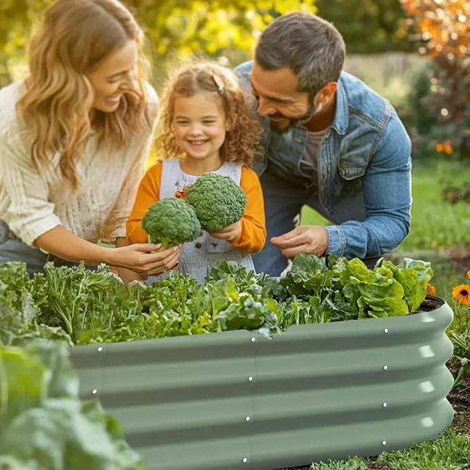 6x2x1ft Oval Galvanized Raised Garden Bed Outdoor 9-in-1 Large Metal Modular Planter Box Raised Beds for Gardening,Vegetables,Fruits,Flowers & Herbs (Green) by GreenHaven Gardens