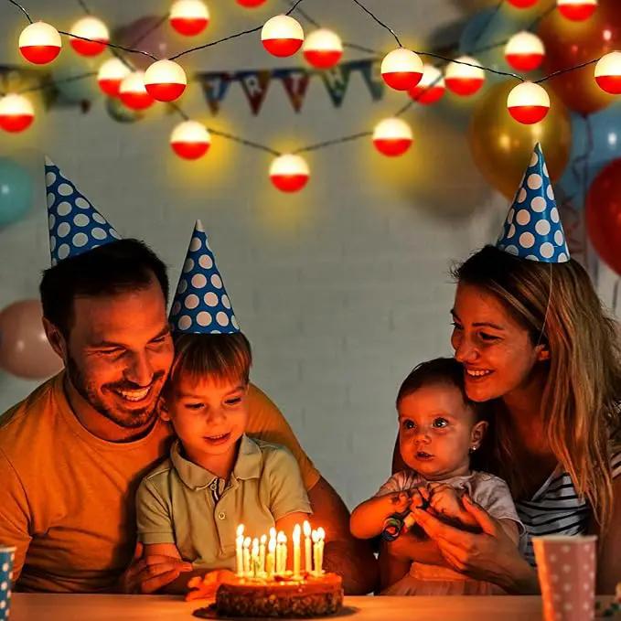 Deekin 3 Pcs LED Fishing Birthday Decorations Bobbers String Lights Battery Powered Ofishally One Theme Decor with Extra Bulbs for Gone Fishing Birthday Party Supplies Pole Party Favors by GreenHaven Gardens