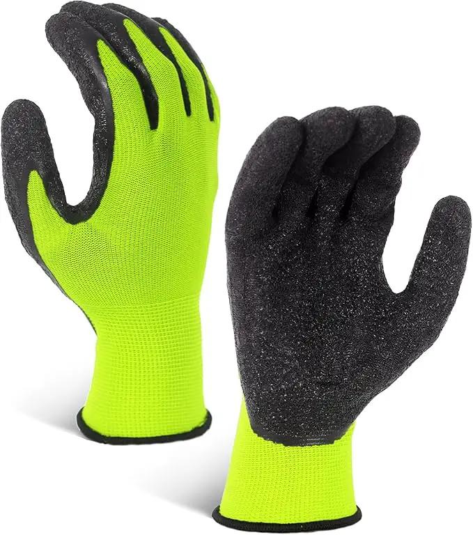 Evridwear Crinkle Latex Rubber Hand Coated Safety Work Gloves for Men Women General Multi Use Construction Warehouse Gardening Assembly Landscaping (Medium,Green- 12Pair) by GreenHaven Gardens