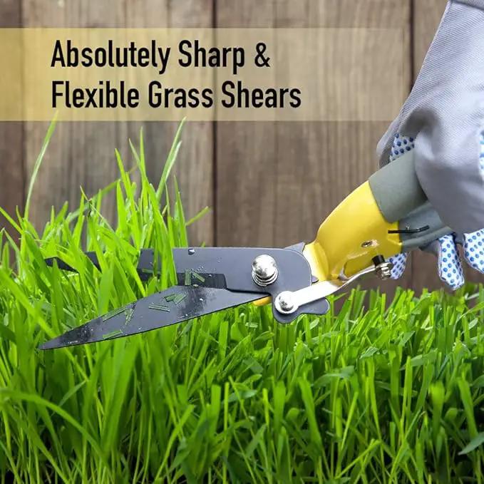 JARDINEER Sharp Grass Shears, Grass Clippers Handheld, Manual Grass Cutter Edging Shears for Lawn Garden by GreenHaven Gardens