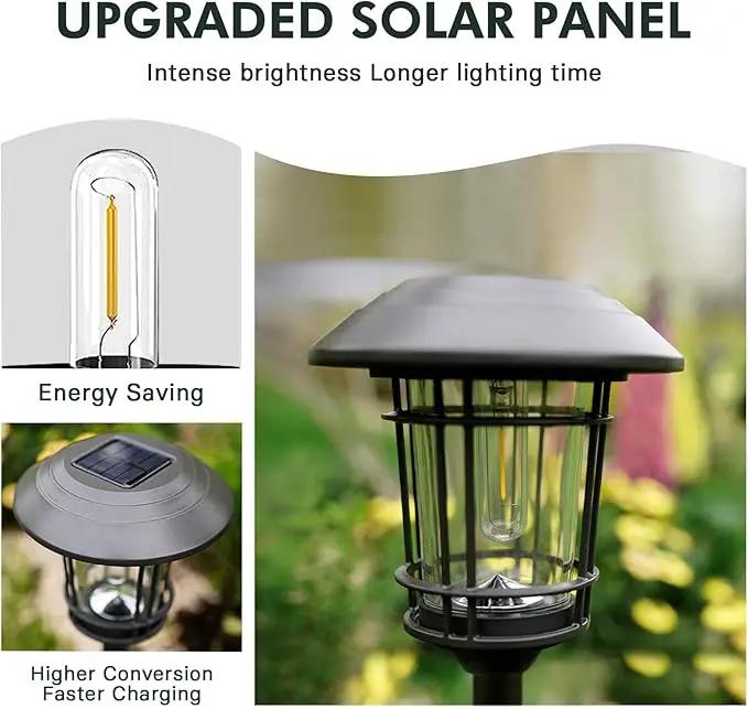 Grand patio Solar Outdoor Lights, 10 Pack, Glass Light Metal Pathway Light, Waterproof Landscape Lighting, Automatic Dusk and Dawn Sensor (Slate Gray) by GreenHaven Gardens