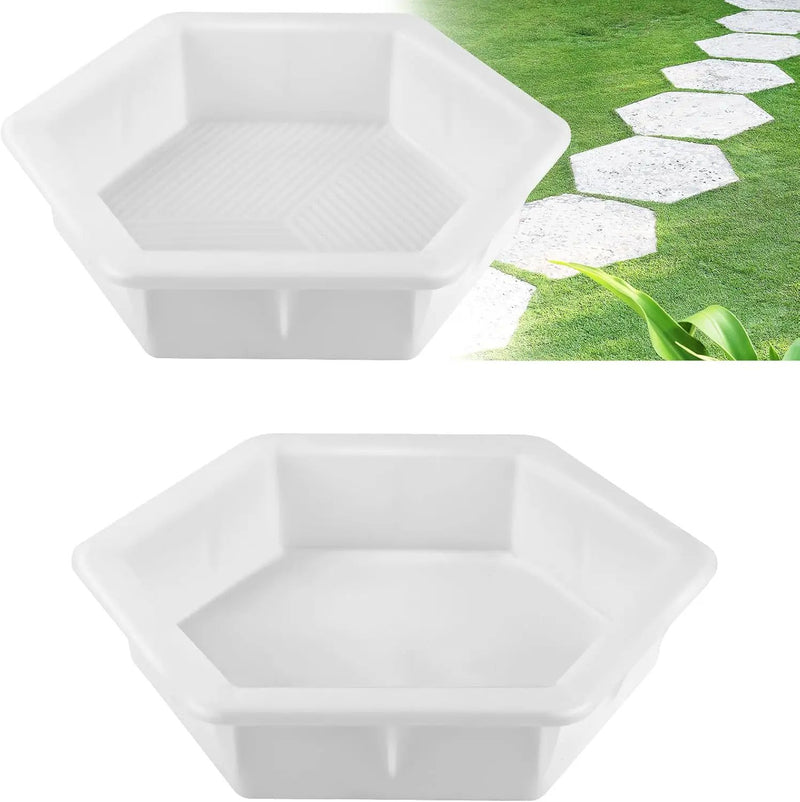 2 Size Hexagon Stepping Stone Mold, 9" /11.4" Reusable Cement Molds for Concrete, Plastic Concrete Molds for Walkways, Pavement and Garden by GreenHaven Gardens