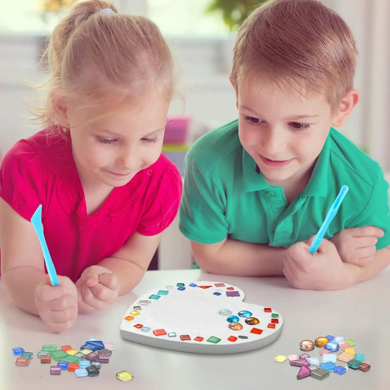 24 Pcs Stepping Stone Kit Includes Concrete Mold, Mosaic Tiles and Carving Tools, DIY Craft Handmade Stepping Stone Kit for Kids, Family, Garden Outdoor Decor, No Concrete Mix(Heart,10 Inch) by GreenHaven Gardens