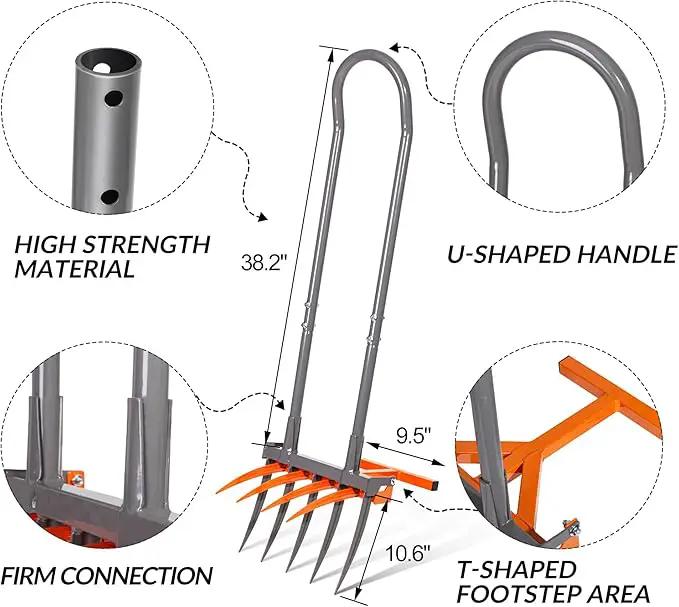 Walensee Broad Fork Garden Tool, 9 Tines Heavy Duty Broadfork Hand Tiller, 2-in-1 Garden Pitchfork with Ergonomic U-Shaped Handle, Spading Digging Fork for Gardening, Cultivating by GreenHaven Gardens