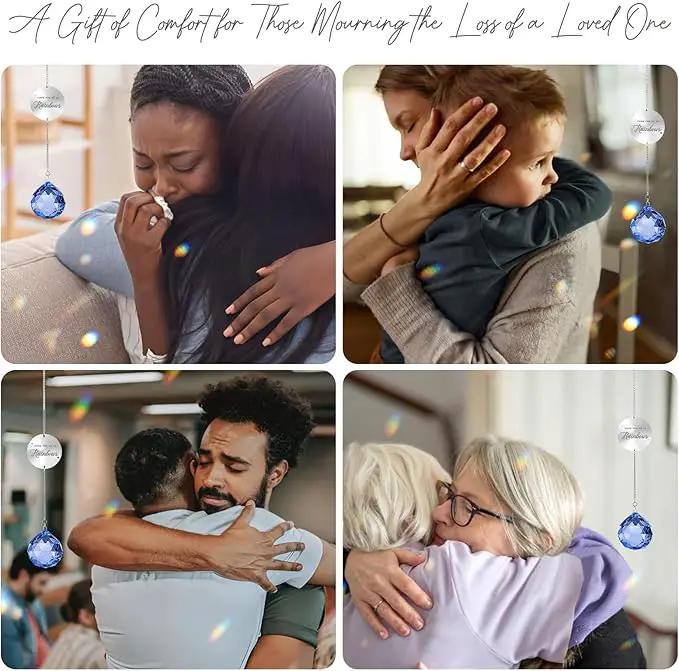 Memorial Gifts for Loss of Loved One, Unique Sympathy Gift Idea Navy Blue Crystal Ball Window Suncatcher, Rainbow Bereavement Grief Gift Box for Loss of Mom Dad Husband Son Daughter by GreenHaven Gardens
