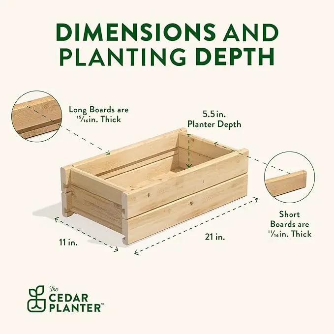 Greenes Fence Cedar Wood Planter Box with Wall Mount Brackets, 21" x 11" x 7" (2-Pack) - Made in USA with North American Cedar by GreenHaven Gardens