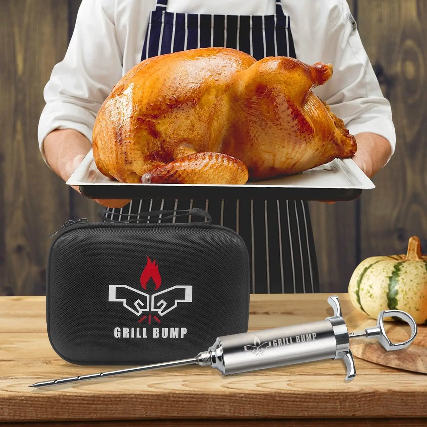 Meat Injector Syringe Kit with 3 Professional Marinade Injector Needles and Travel Case for BBQ Grill Smoker, Turkey and Brisket; 2-oz Large Capacity, Both Paper User Manual and E-Book by GreenHaven Gardens