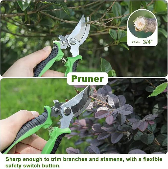 Garden Tool Set with Non Slip Rubber Grip,8 Piece Stainless Steel Gardening Tool Sets,Heavy Duty Outdoor Hand Tools Durable Storage Tote Bag,Uprooting Weeding Tool, Gifts for Women Men Green by GreenHaven Gardens