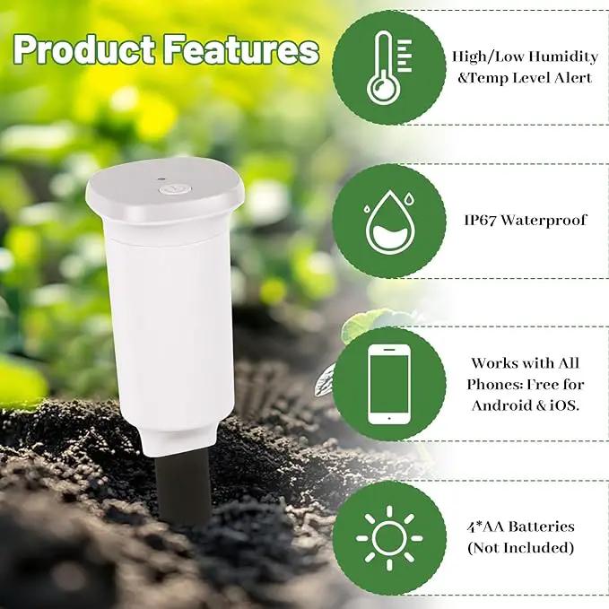 Digital Soil Moisture Meter WiFi for Plants 2-in 1 Soil Moisture/Temperature Meter with App Remote Monitor for Outdoor/Indoor Plants Wireless Smart Soil Moisture Sensor Plant Water Meter Accessories by GreenHaven Gardens