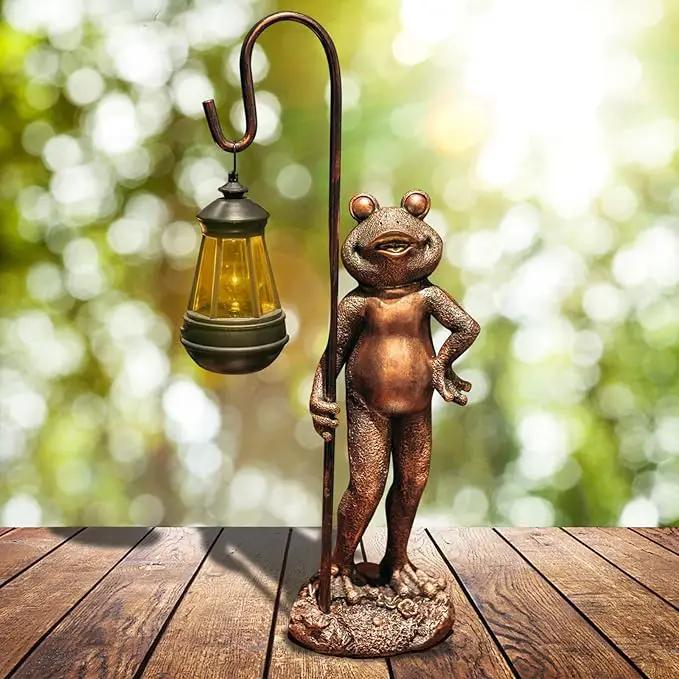 Large Frog Statue with Solar Lantern Outdoor Lawn Decoration Garden Frog Decoration Balcony Yard Lawn Unique Housewarming Gift Suitable for Kids and Adults by GreenHaven Gardens