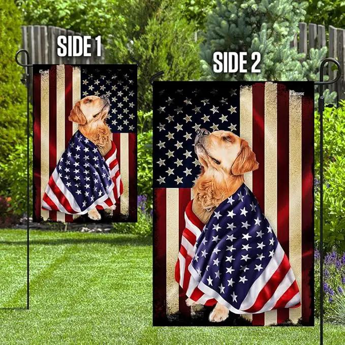 FLAGWIX Golden Retriever Flag - Outdoor Dog Lover Decorations, Garden Flag (11.5" x 17.5"), Heavy-duty Canvas Patriot Flag Golden Retriever Garden Decor by GreenHaven Gardens