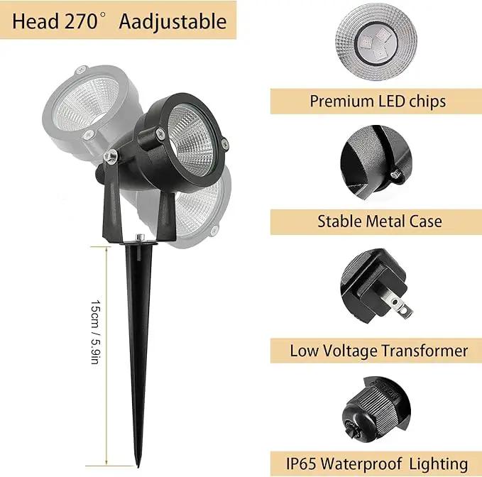 RGB Christmas Outdoor Spot Lights with Timer(4/6/8H), 12V 5W Metal case Color Changing Spot Light Outdoor Garden Yard Lawn Landscape SpotLights IP65 Waterproof, 1 Lights by GreenHaven Gardens
