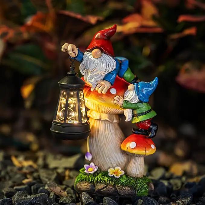C&Y&G&X Solar Garden Gnome Statue - Waterproof Outdoor Mushroom Decor with Solar Lantern LED Lights for Yard, Lawn, Patio – Ideal Gifts for Mom Grandma Women Wife Sister by GreenHaven Gardens