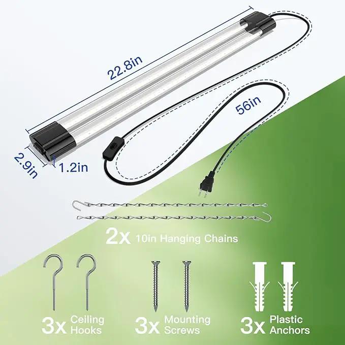 BBOUNDER 1 Pack 2ft LED Grow Light, Sunlike Full Spectrum Integrated Plant Light for Hydroponic Indoor Plant Seedling Veg and Flower, Plug in Plant Light with On/Off Switch by GreenHaven Gardens