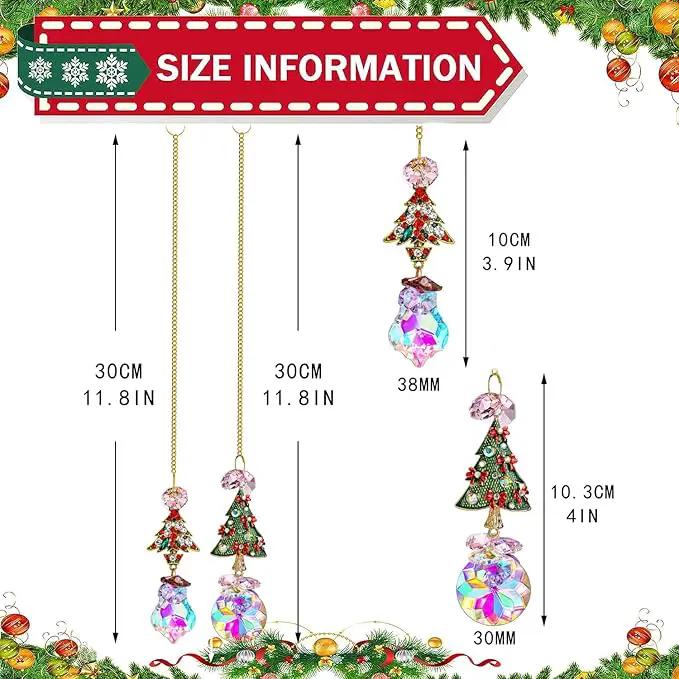 2PCS Rhinestones Christmas Tree Ornaments Suncatcher Prisms Hang for Tree Window Christmas Eve Party by GreenHaven Gardens