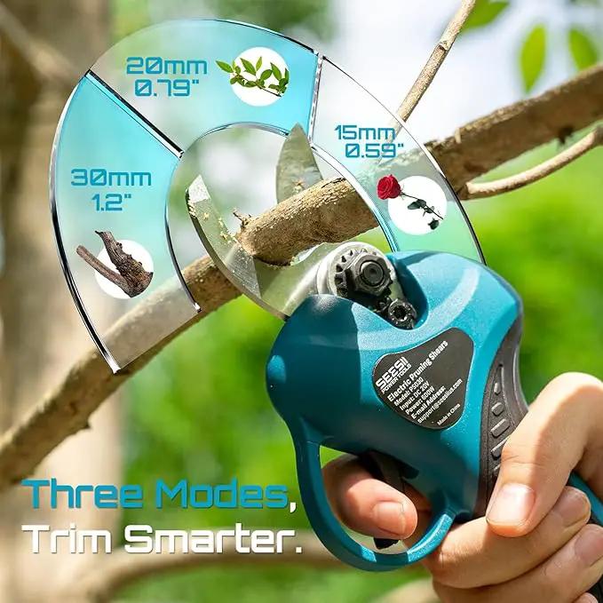 Seesii 2-in-1 Cordless Electric Pruning Shears with Pole, 15Ft Reach, 1.2" Cutting Diameter, 21V 2x 4000mAh Batteries, Battery Powered Tree Pruner with Brushless Motor for Efficient Branch Trimming by GreenHaven Gardens