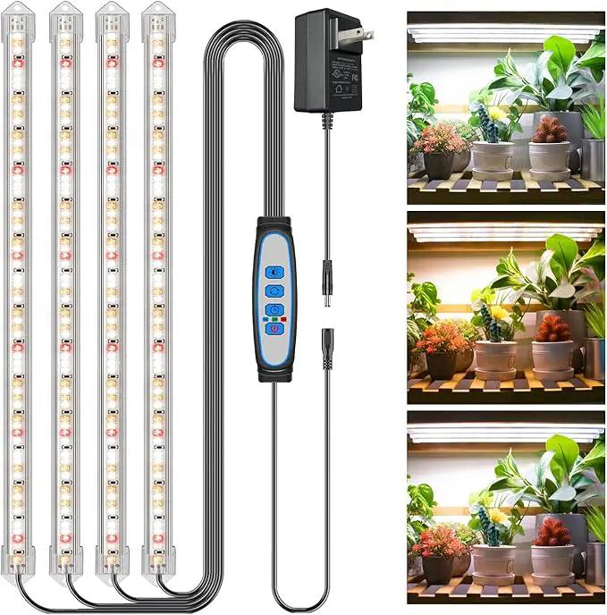 Grow Lights for Indoor Plants, 16" Full Spectrum Plant Grow Light Strip with Upgrade Timer 6/12/16 Hrs, 3 Spectrum Modes, 240 LEDs Sunlike Growing Lamp for Seedlings Hydroponics Succulent by GreenHaven Gardens