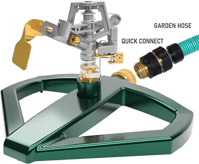 Hourleey Impact Sprinklers for Yard, Heavy Duty 360 Degree Rotating Pulsating Lawn Sprinkler with Metal Base for Garden Large Area, Water Coverage up to 5,800 Sq. Ft by GreenHaven Gardens
