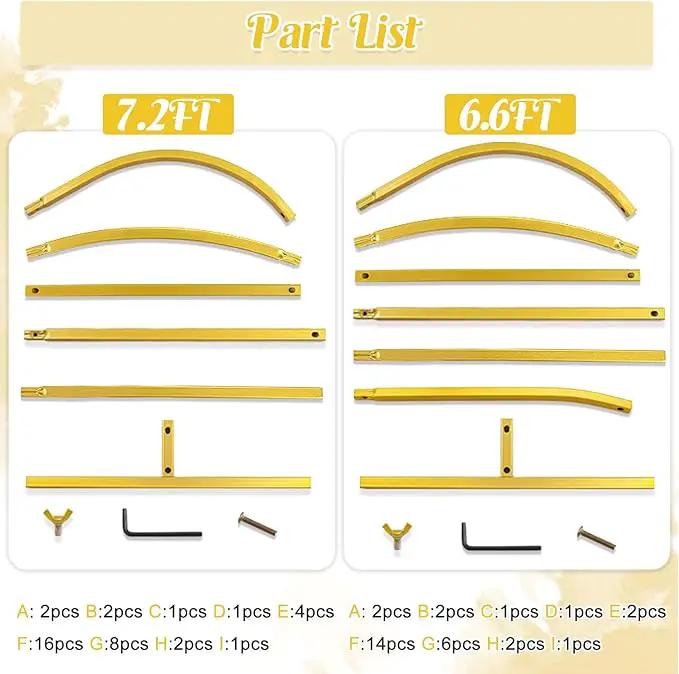 Gold Metal Arch Backdrop Stand 2 Set 7.2FT, 6.6FT Wedding Arch Stand Arched Door Frame for Birthday Party Baby Shower Ceremony Indoor Outdoor Celebration Decor (7.2FT, 6.6FT) by GreenHaven Gardens