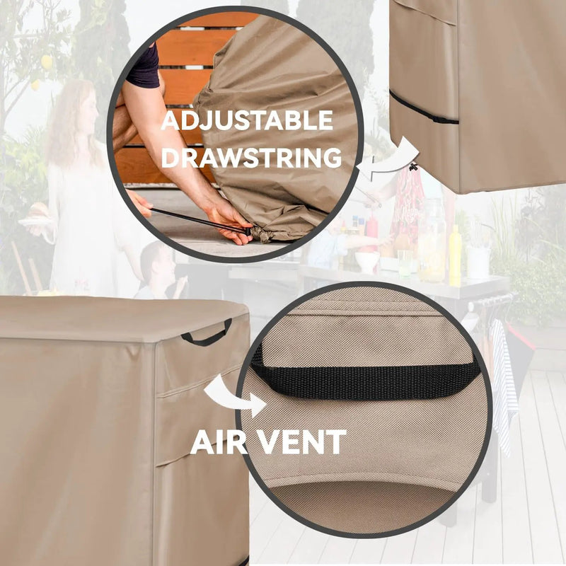 Outdoor Pizza Oven Table Cover for Nuuk Three-Shelf Heavy Duty Rolling Outdoor Pizza Oven Table and ooni Pizza Oven Stand Modular Table,600D Heavy Duty Waterproof Cover,Khaki by GreenHaven Gardens